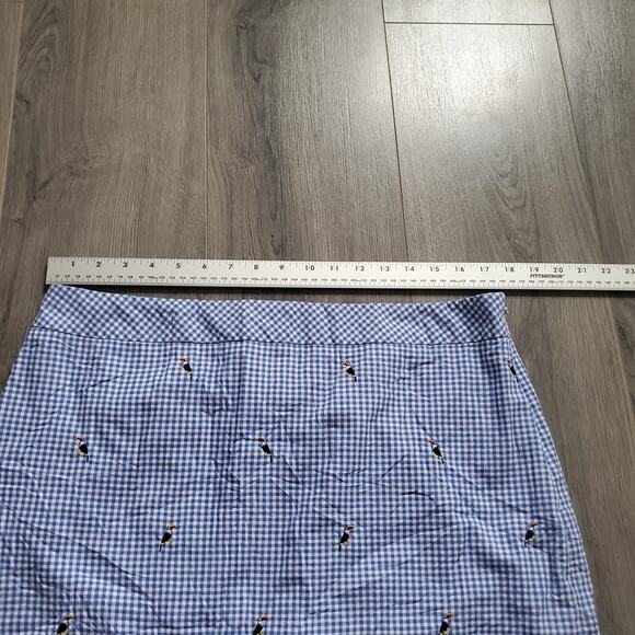 Talbots Gingham Mini Skirt 16P Toucan Embroidered Picnic Garden Party Summer - Picture 5 of 8